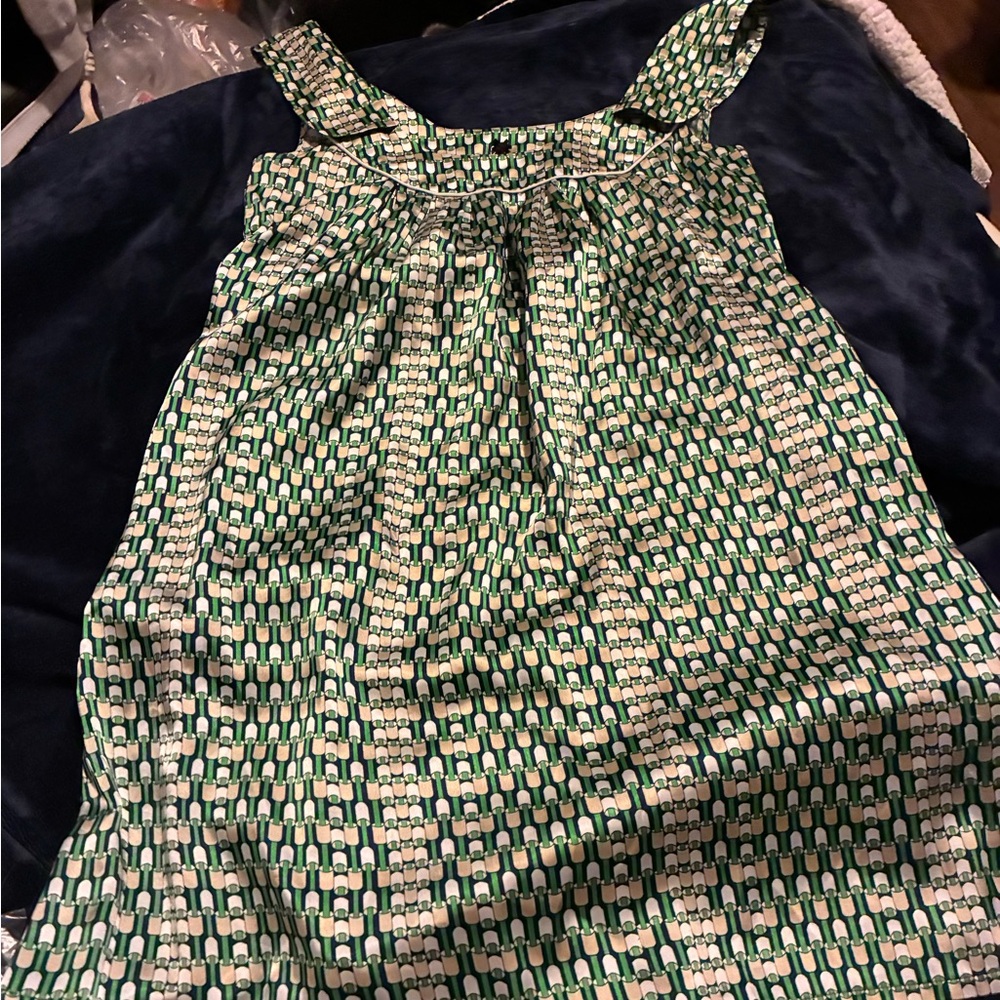 Lapis Blue and Green Geometric Dress